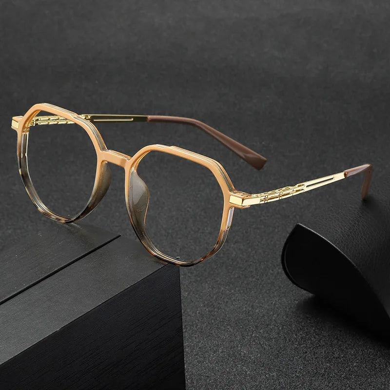 Kocolior Unisex Full Rim Polygon Alloy Tr 90 Eyeglasses 81317 Full Rim Kocolior