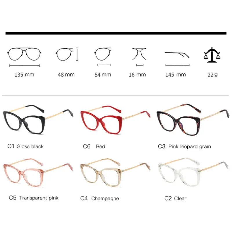 Handoer Women's Full Rim Square Cat Eye Tr 90 Alloy Eyeglasses 93376