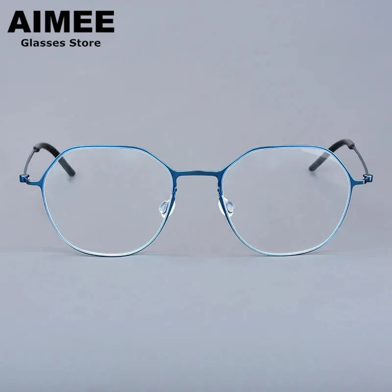 Aimee Unisex Full Rim Flat Top Polygon Titanium Eyeglasses 55740