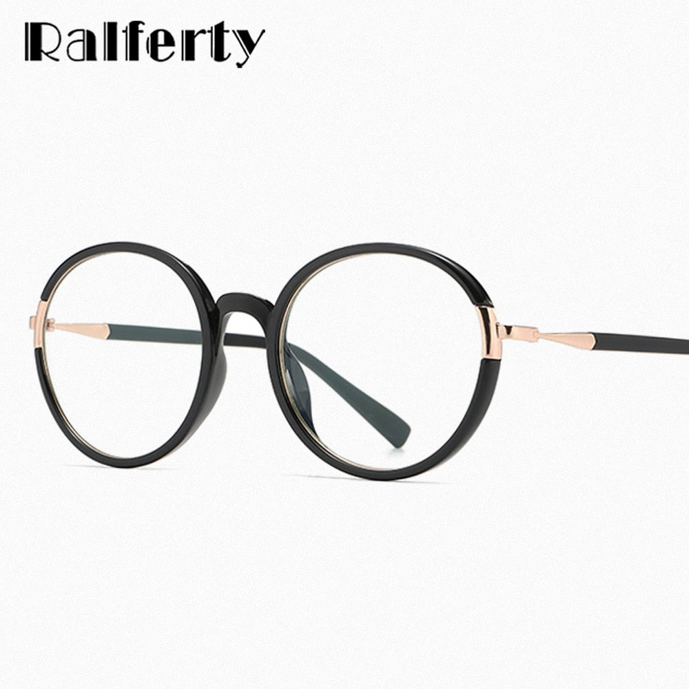 Ralferty Women's Full Rim Oversize Round Tr 90 Acetate Eyeglasses D881 Full Rim Ralferty