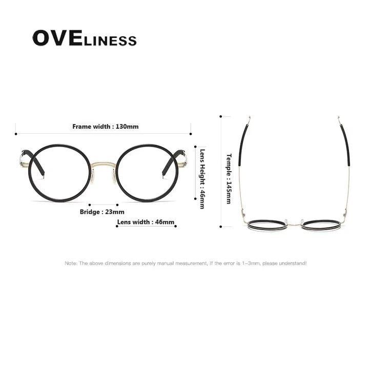 Oveliness Women's Full Rim Round Acetate Titanium Eyeglasses 82021
