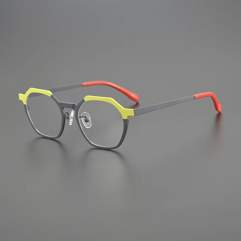 Nobler Unisex Full Rim Flat Top Polygon Titanium Eyeglasses 1858 Full Rim Nobler C2