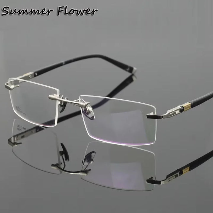 Summer Flower Unisex Rimless Square Alloy Eyeglasses 88836 Full Rim Summer Flower