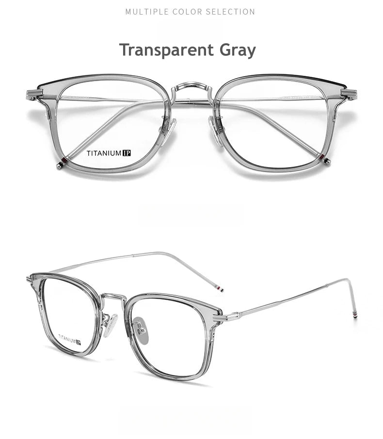 KatKani Unisex Full Rim Round Titanium Eyeglasses 8022 Full Rim KatKani Eyeglasses Transparent Gray  