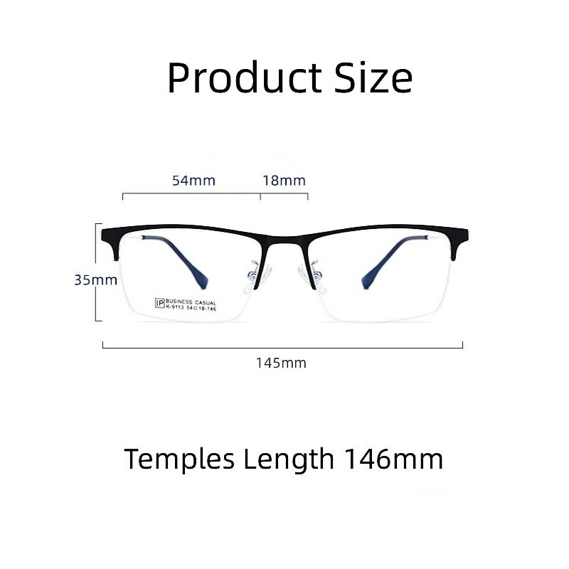 Yimaruili Men's Semi Rim Large Square Alloy Eyeglasses K9113 Semi Rim Yimaruili Eyeglasses
