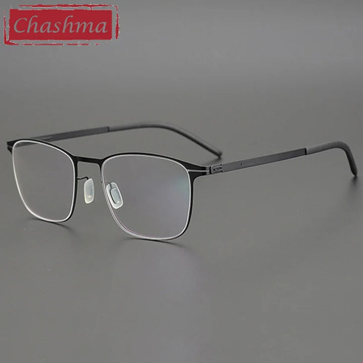 Chashma Ottica Unisex Full Rim Square Titanium Eyeglasses 401 Full Rim Chashma Ottica Black