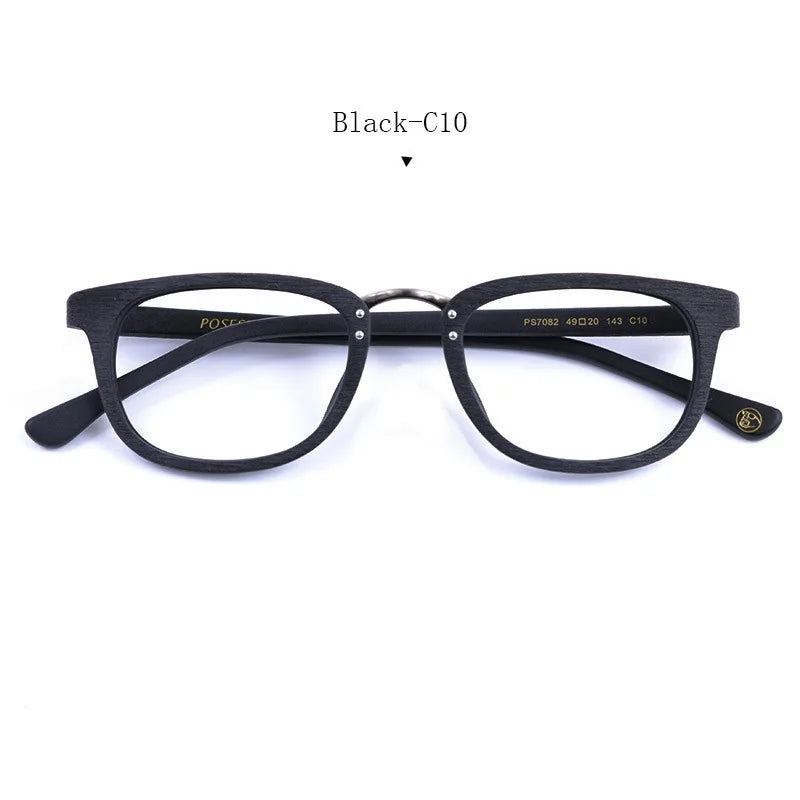 Hdcrafter Women's Full Rim Square Wood Alloy Eyeglasses 87082