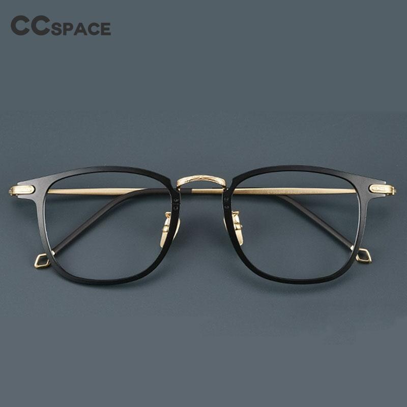 CCspace Unisex Full Rim Square Titanium Alloy Eyeglasses 55919 Full Rim CCspace