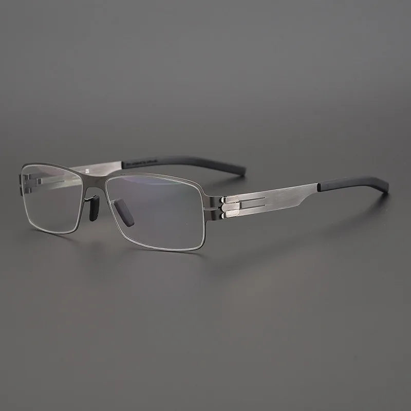 Black Mask Unisex Full Rim Square Screwless Steel Eyeglasses 4294 Full Rim Black Mask Gun Gray