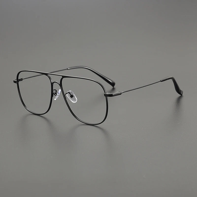 Gatenac Unisex Full Rim Square Double Bridge Titanium Eyeglasses Gxyj1241 Full Rim Gatenac Black