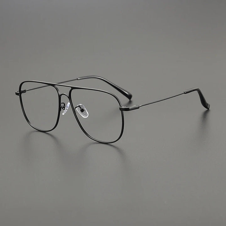 Gatenac Unisex Full Rim Square Double Bridge Titanium Eyeglasses Gxyj1241 Full Rim Gatenac Black