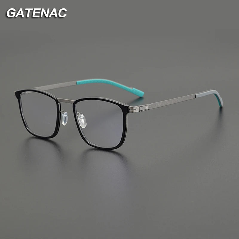 Gatenac Unisex Full Rim Square Screwless Alloy Eyeglasses Gxyj1152 Full Rim Gatenac
