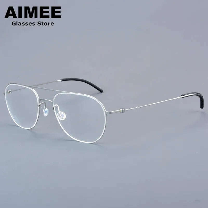Aimee Unisex Full Rim Oval Double Bridge Titanium Eyeglasses 25527