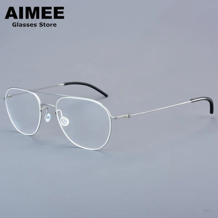 Aimee Unisex Full Rim Oval Double Bridge Titanium Eyeglasses 25527