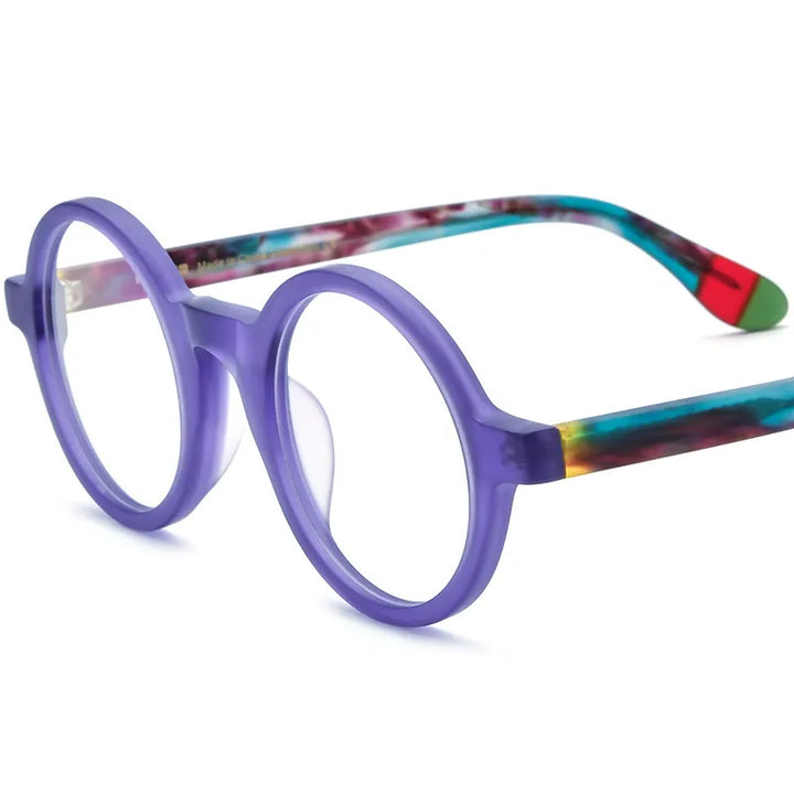 CCspace Unisex Full Rim Round Acetate Eyeglasses 56919 Full Rim CCspace C3Purple