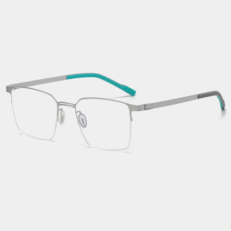 Gatenac Unisex Semi Rim Square Titanium Eyeglasses Gxyj1153 Semi Rim Gatenac Silver