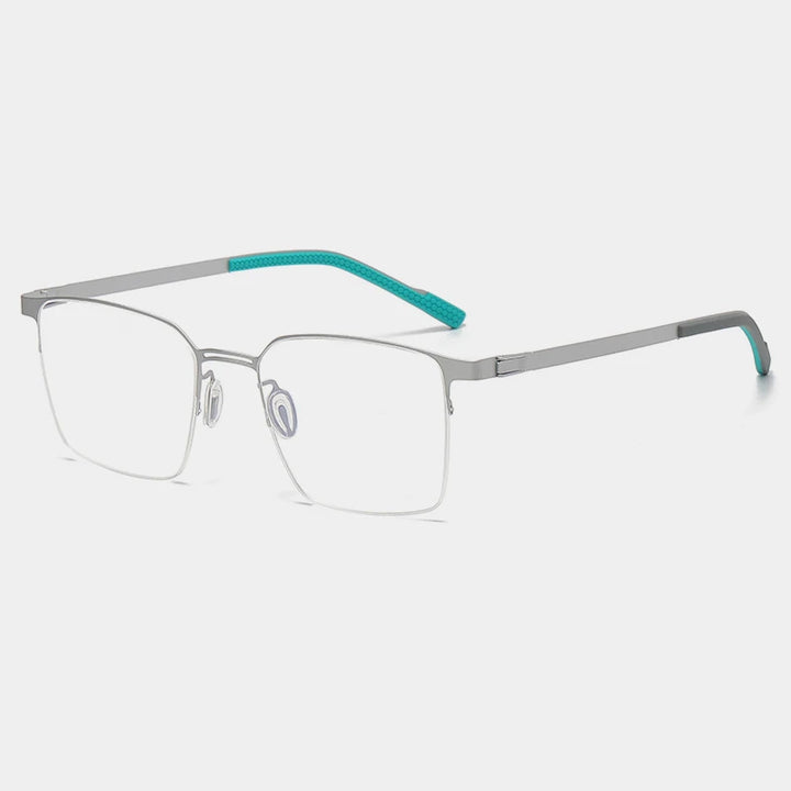Gatenac Unisex Semi Rim Square Titanium Eyeglasses Gxyj1153 Semi Rim Gatenac Silver