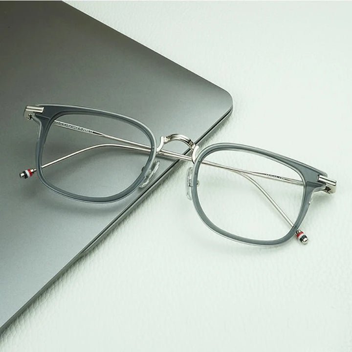 Black Mask Unisex Full Rim Square Alloy Acetate Eyeglasses T905 Full Rim Black Mask