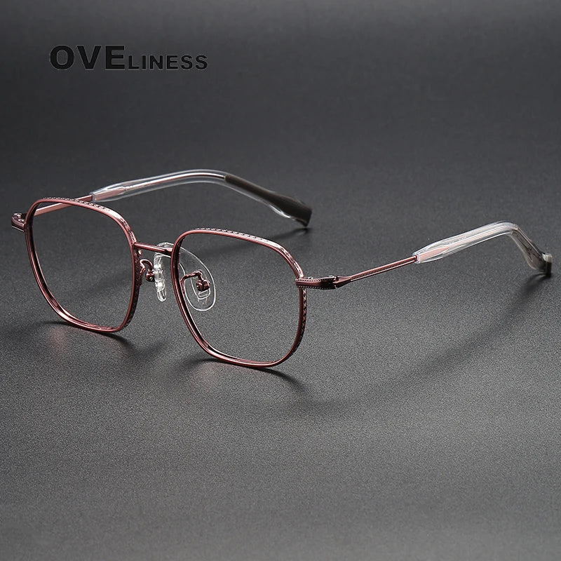 Oveliness Unisex Full Rim Square Titanium Eyeglasses 80940 Full Rim Oveliness red