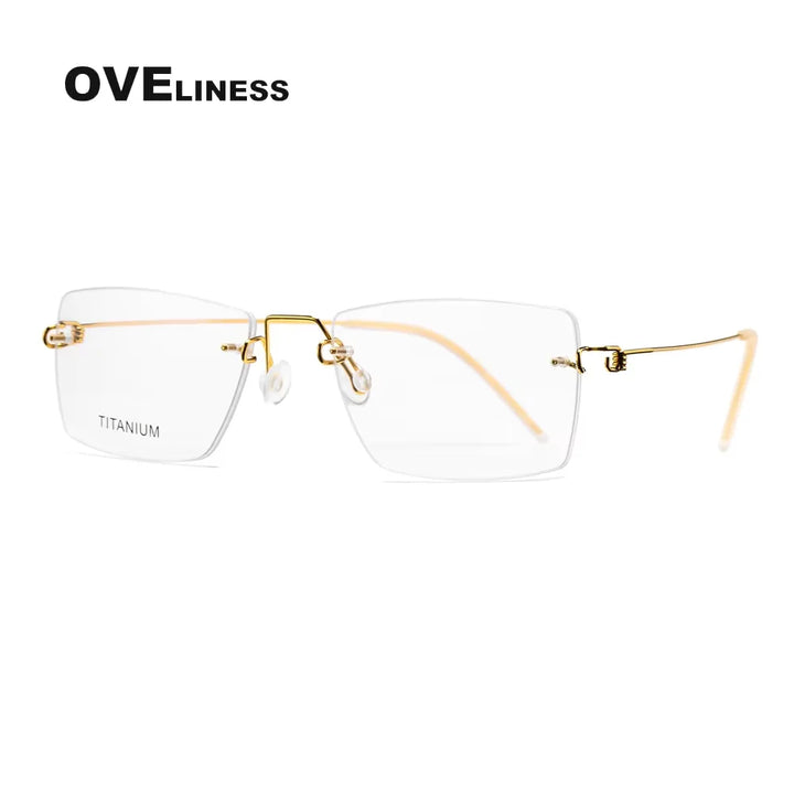 Oveliness Women's Rimless Polygon Square Titanium Eyeglasses 29895