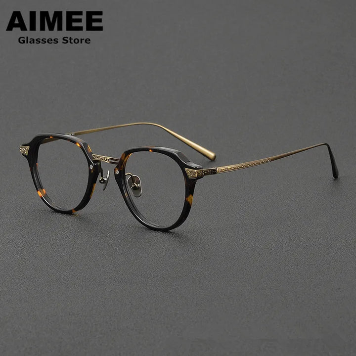 Aimee Women's Full Rim Oval Square Titanium Acetate Eyeglasses 49024 Full Rim Aimee Tortoise-Bronze