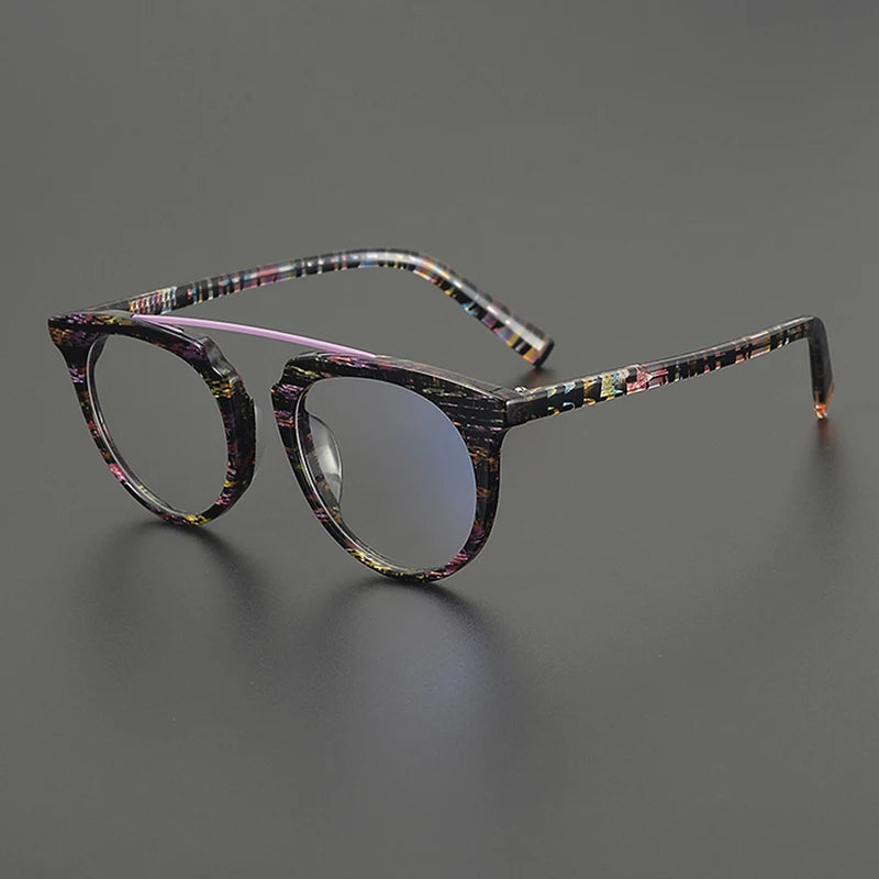 Nobler Unisex Full Rim Flat Top Oval Brow Line Acetate Eyeglasses 48290