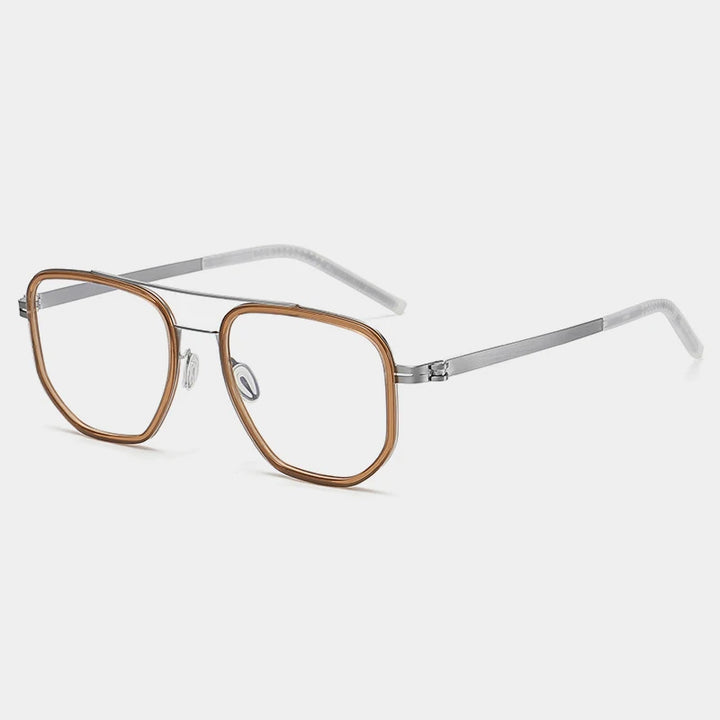 Gatenac Unisex Full Rim Square Acetate Eyeglasses Gxyj-1185 Full Rim Gatenac Tea