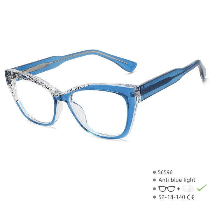CCspace Unisex Full Rim Square Cat Eye Tr 90 Titanium Eyeglasses 56596 Full Rim CCspace C2Blue