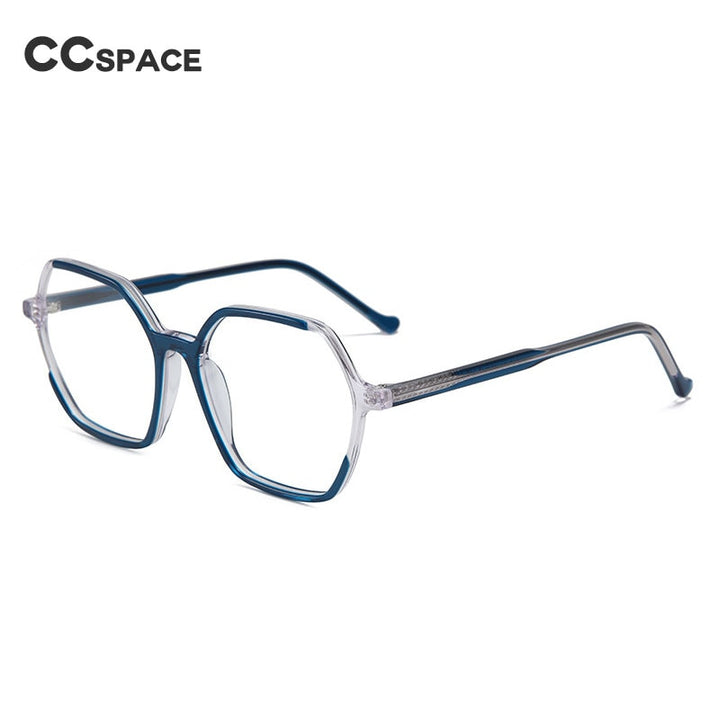 CCspace Unisex Full Rim Polygon Acetate Fiber Spring Hinge Eyeglasses 55992 Full Rim CCspace