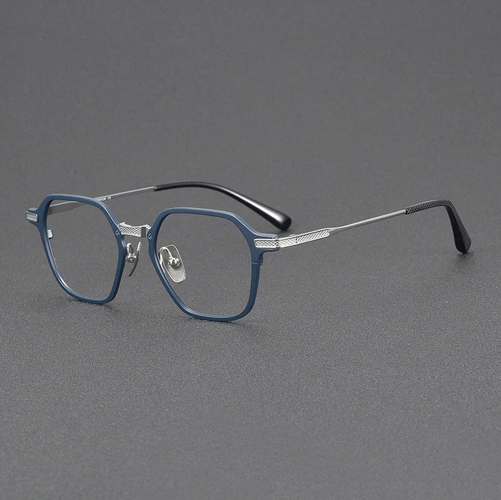 Black Mask Unisex Full Rim Flat Top Square Titanium Eyeglasses  63425