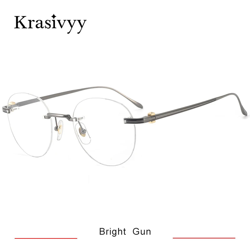 Krasivyy Women's Rimless Oval Round Titanium Eyeglasses 303420