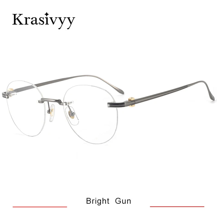 Krasivyy Women's Rimless Oval Round Titanium Eyeglasses 303420