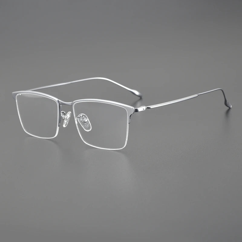 Black Mask Unisex Semi Rim Square Titanium Eyeglasses Xp001 Semi Rim Black Mask Silver  