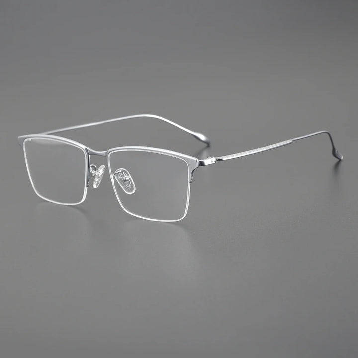 Black Mask Unisex Semi Rim Square Titanium Eyeglasses Xp001 Semi Rim Black Mask Silver  