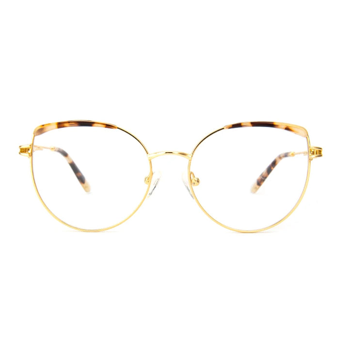 Vicky Women's Full Rim Round Cat Eye Stainless Steel Acetate Reading Glasses 7352 Reading Glasses Vicky