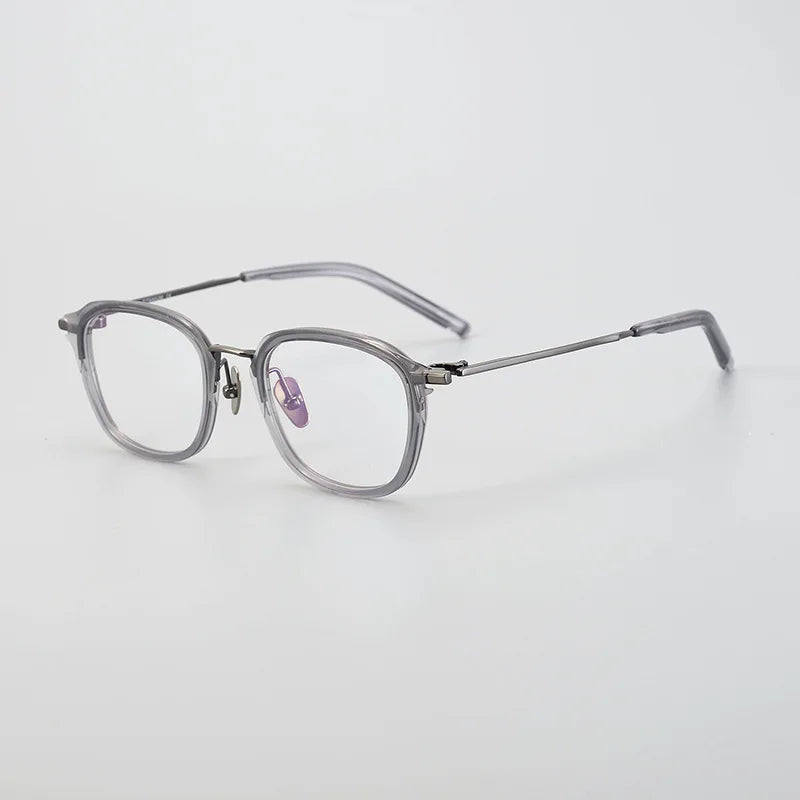 Black Mask Unisex Full Rim Square Acetate Titanium Eyeglasses 915110
