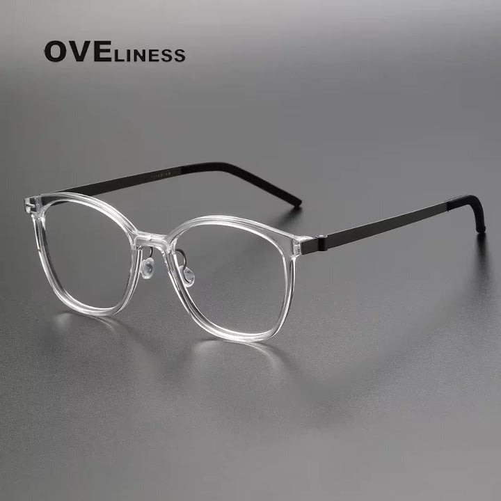 Oveliness Women's Full Rim Oval Square Acetate Titanium Eyeglasses 21851