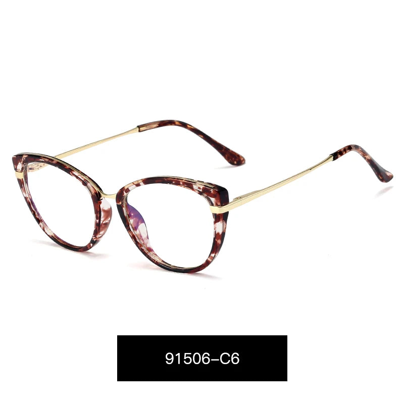 Handoer Women's Full Rim Oval Cat Eye Tr 90 Alloy Eyeglasses 91506