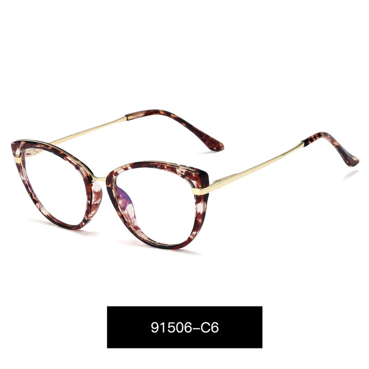 Handoer Women's Full Rim Oval Cat Eye Tr 90 Alloy Eyeglasses 91506