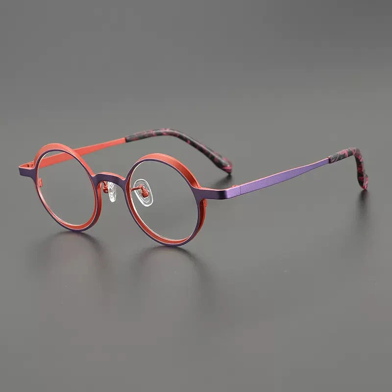 Gatenac Unisex Full Rim Round Titanium Eyeglasses Gxyj1024 Full Rim Gatenac Purple Red