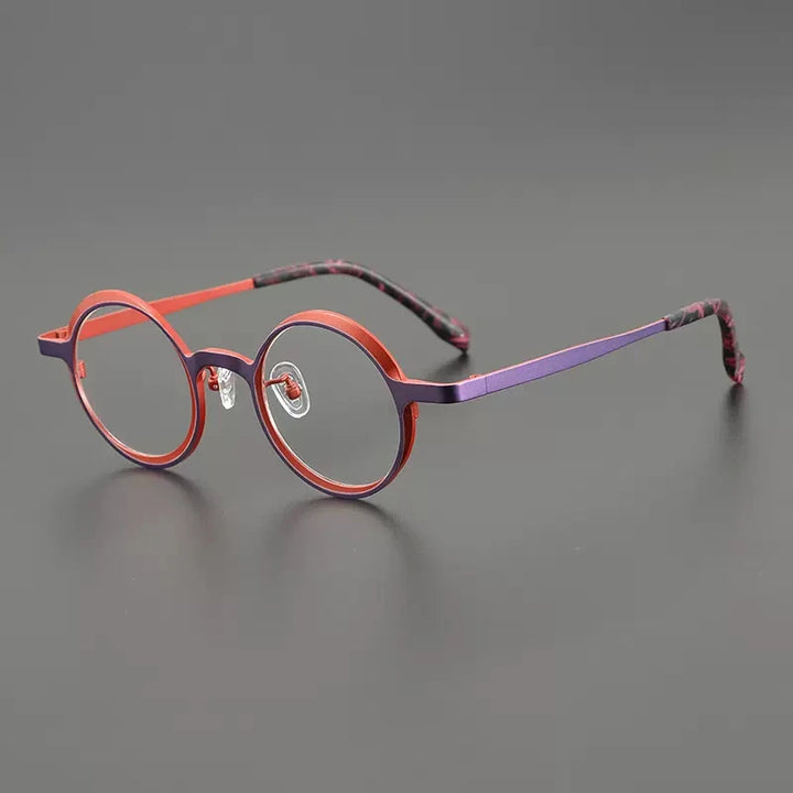 Gatenac Unisex Full Rim Round Titanium Eyeglasses Gxyj1024 Full Rim Gatenac Purple Red