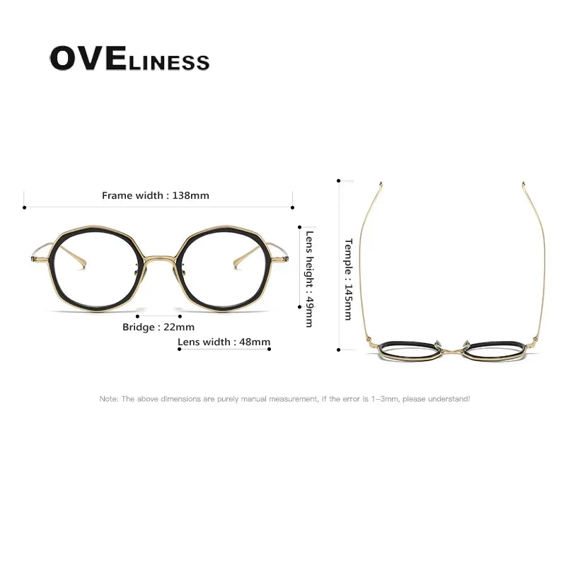 Oveliness Unisex Full Rim Polygon Titanium Acetate Eyeglasses 21135 Full Rim Oveliness