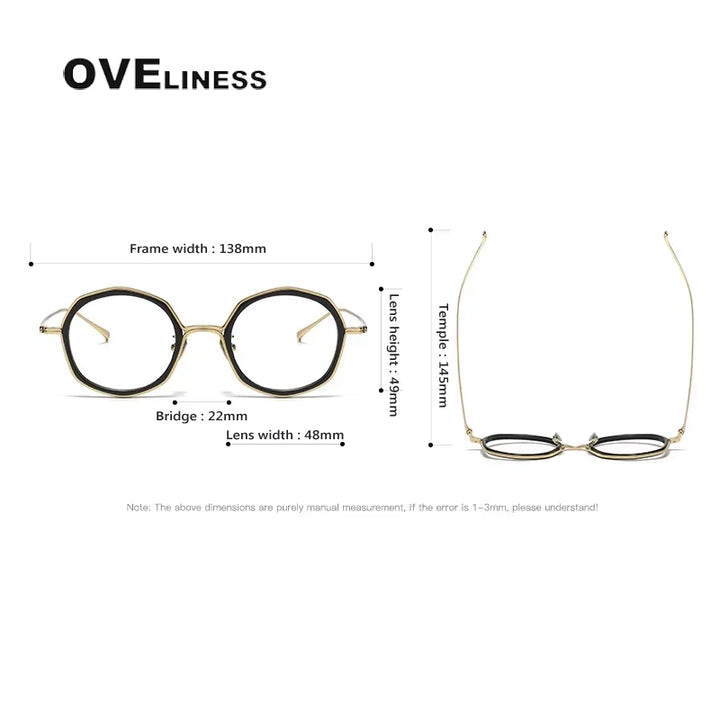 Oveliness Unisex Full Rim Polygon Titanium Acetate Eyeglasses 21135 Full Rim Oveliness