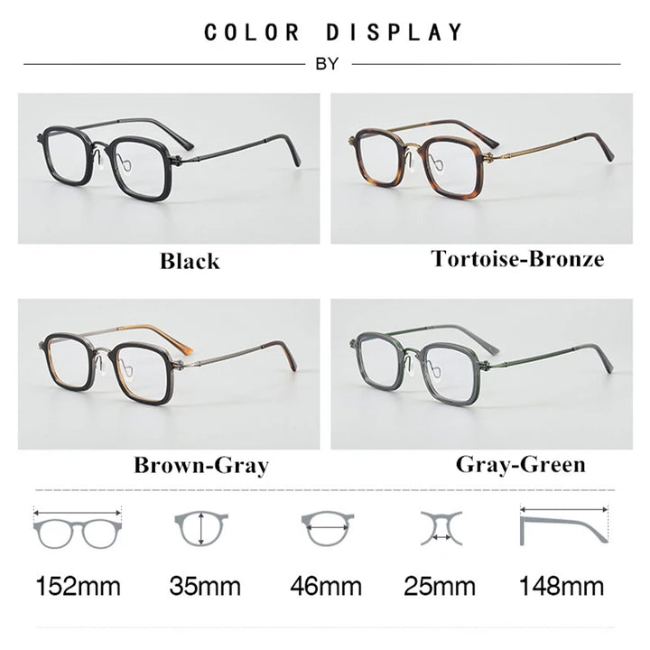 Black Mask Unisex Full Rim Big Square Titanium Acetate Eyeglasses 95869 Full Rim Black Mask