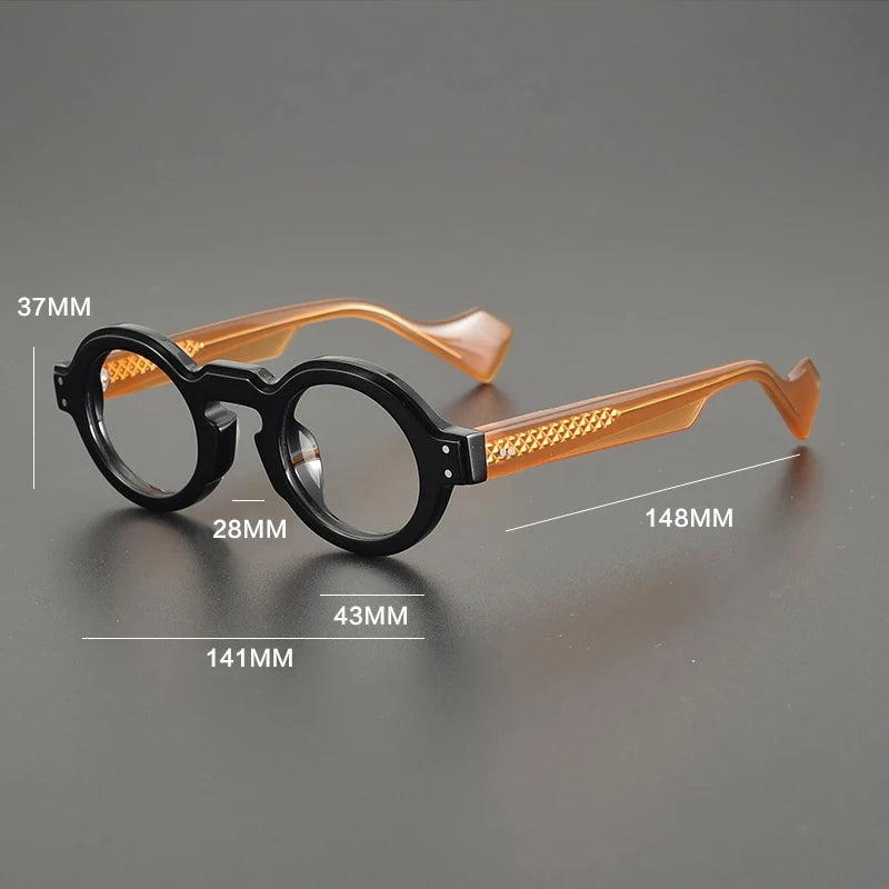 Gatenac Unisex Full Rim Round Acetate Eyeglasses Gxyj1161 Full Rim Gatenac