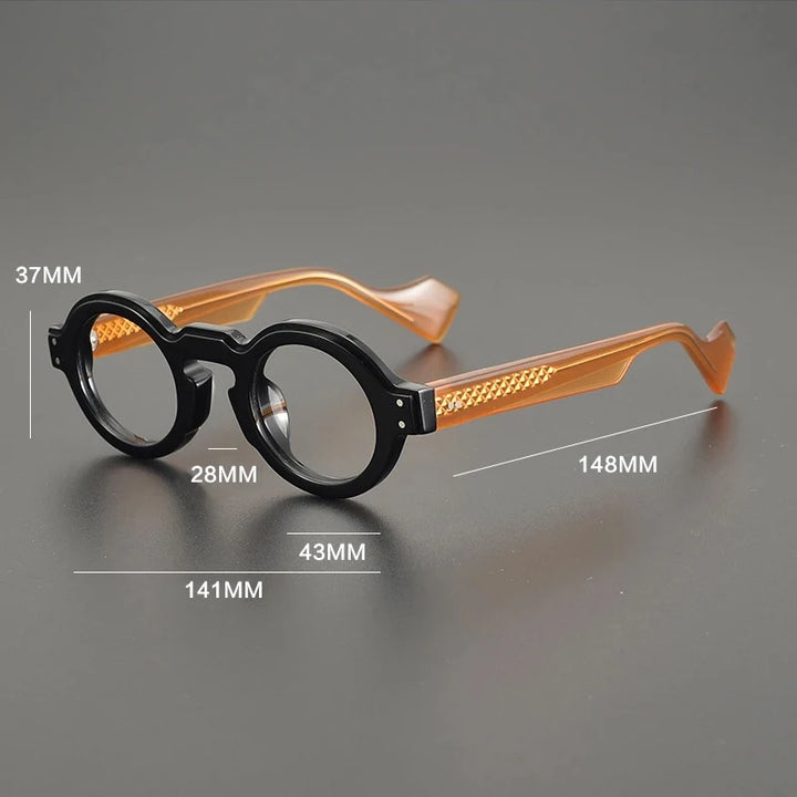 Gatenac Unisex Full Rim Round Acetate Eyeglasses Gxyj1161 Full Rim Gatenac