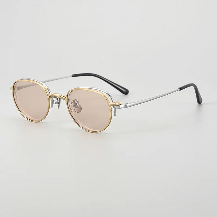 Muzz Women's Semi Rim Oval Titanium Eyeglasses Clip On Sunglasses 4447 With Clip Ons Muzz C1