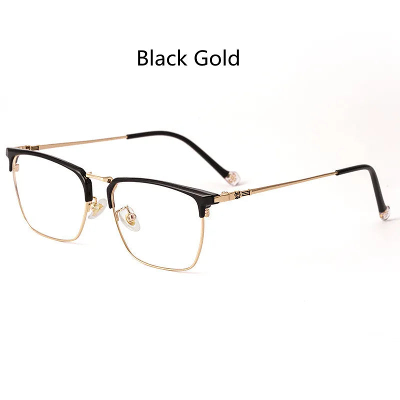 Kocolior Unisex Full Rim Square Titanium Alloy Hyperopic Reading Glasses 8628 Reading Glasses Kocolior Black Gold China 0