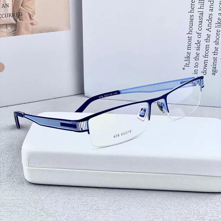Cubojue Unisex Semi Rim Rectangle Alloy Reading Glasses C678 Reading Glasses Cubojue