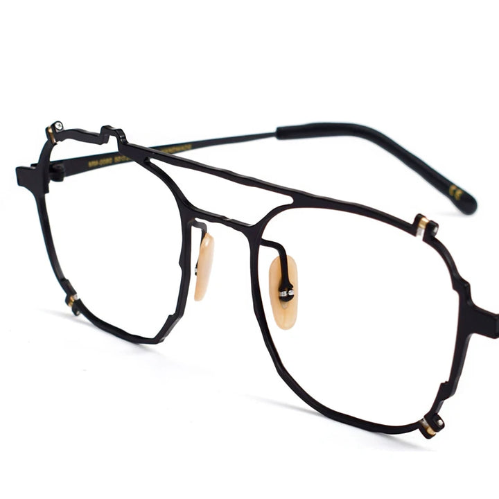 Muzz Unisex Full Rim Double Bridge Round Titanium Eyeglasses 0080 Full Rim Muzz